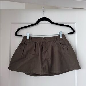 OAK + FORT Dark Olive Mini Skirt